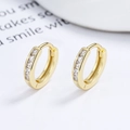 Minimalist 925 sterling silver hoop earrings with channel-set square white zircons - 925 Silver / Gold/Pair