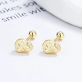 Orecchini a perno minimalisti in argento 925 con trama rocciosa dorata e chiusura a vite - Argento 925 / Oro/Paio