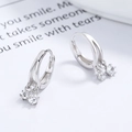 Orecchini a cerchio in argento 925 con nappe di zirconi brillanti per donne - Argento 925 / Oro Bianco