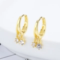 Orecchini a cerchio in argento 925 con due zirconi cubici bianchi placcati in oro - Argento 925 / Oro