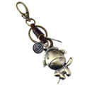 Vintage bronze ox leather keychain with antique finish and sturdy lobster clasp - Horse