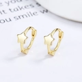 Minimalist 925 sterling silver star hoop earrings in a polished gold finish - Gold