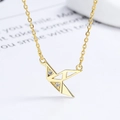 Elegant 925 sterling silver origami crane bird pendant necklace in gold finish for women - 925 Silver / Gold
