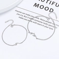 Minimalistische 925 Sterling Silber Pärchen Armbänder mit Berg und Wellen Motiven - Herrenstil