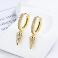 Eleganti orecchini a cerchio S925 in argento dorato con ciondoli a cono in zirconi - Stile a Cono (A-54-01) / Argento 925 / Oro/Paio
