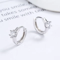 Orecchini a cerchio minimalisti in argento 925 con zirconi rotondi a sei griffe classici - Argento 925 / Oro Bianco