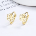 Elegant gold hollow camellia hoop earrings in 925 sterling silver with floral design - 925 Silver / Gold