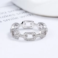 Anello a catena minimalista in argento sterling 925 con pavé di zirconi su bianco - US 5 / Oro Bianco