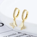 Eleganti orecchini a farfalla in argento 925 con pietre di zirconia scintillanti - Argento 925 / Oro