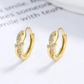 925 Sterling Silber Gold Creolen mit gedrehter Schleife und Zirkonia Besatz für Damen - 925er Silber / Gold