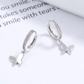 Eleganti orecchini a farfalla in argento sterling 925 con zirconi scintillanti - Argento 925 / Oro Bianco