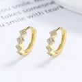 Minimalist square geometric hoop earrings with cubic zirconia in gold-plated silver - 925 Silver / Gold