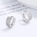 Eleganti orecchini a cerchio in argento sterling 925 con tre file di zirconi brillanti - Argento 925 / Oro Bianco