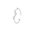 S925 Sterling Silber Ring in glänzendem Silber mit schimmernden Zirkonia-Steinen - Einstellbar Offen / Fische