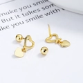 Minimalistische goldene Herz-Ohrstecker mit Schraubverschluss aus 925er Sterlingsilber - Gewinde / Goldfarbe (Gerippt)