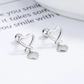 925 Sterling Silber Herz Ohrstecker mit doppellagigem Design und Kugel-Schraubverschluss - Gewinde / Silber (Schraubverschluss)