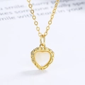 925 silver heart necklace with white shell pendant and vintage gold ruffled frame - 925 Silver / Gold Plated Necklace