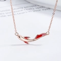 Collana carpa koi in argento 925 oro rosa con smalto rosso e zirconi luccicanti - Argento 925 / Oro rosa