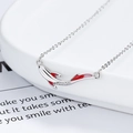 Collana con pendente carpa koi in argento 925 con smalto rosso e zirconi lucidi - Argento 925 / Oro Bianco