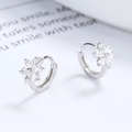 Elegante 925 sterling zilveren bloemoorringen met fonkelende marquise-zirkonia stenen - 925 zilver / Witgoud/Paar