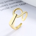 Minimalist S925 sterling silver interlocking gold ring with geometric buckle design - Gold