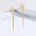 Elegantes pendientes de nudo en plata 925 dorada con largas cadenas de borlas en tarjeta - Plata 925 / Oro/Par