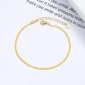 S925 sterling silver flat snake chain bracelet with heart pendant and lobster clasp - 1.8mm Width / Gold