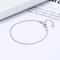 Minimalist 925 sterling silver snake bone chain bracelet with heart charm and lobster clasp - 1.8mm Width / White Gold