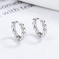 Orecchini a cerchio in argento 925 con design a sfere lucide e stile minimalista - Argento 925 / Platino (Piccolo)