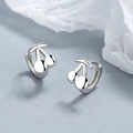 Pendientes de aro con diseño de cereza en plata de ley S925 pulida para mujer - Plata 925 / Plateado