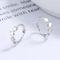 Orecchini a cerchio in argento sterling 925 lucido con tre stelle per donna - Argento 925 / Oro Bianco/Paio