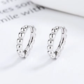 Orecchini a cerchio con perline in argento sterling 925 con trama a sfere metalliche lucide - Argento 925 / Platino (Grande)