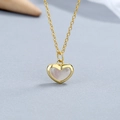 Minimalistische 925 Silber Herzkette mit Perlmutt-Inlay auf feiner Goldkette - 925er Silber / Gold