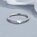 S925 Sterling Silber Schmetterling Ring mit Mikrozirkonia und verstellbarem Band - Einstellbar Offen / Silber