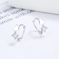 Pendientes de aro de estrella en plata 925 con circonitas redondas para mujer - Plata 925 / Oro Blanco/Par