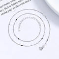 Minimalist S925 sterling silver beaded cable chain necklace with adjustable clasp links - 925 Silver / White Gold