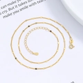 Elegant 925 sterling silver gold plated bead chain necklace with polished oval sequins - 925 Silver / Gold