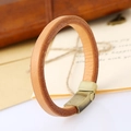 Bracelet punk en cuir marron pour homme avec fermoir magnétique en laiton vintage - Naturel