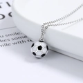 925 sterling silver soccer pendant necklace with black and white enamel finish - 925 Silver / White Gold (Black & White)