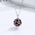 925 silver soccer pendant necklace featuring red and black enamel detail on O-chain - 925 Silver / Silver Tone (Red and Black)