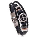 Bracelet multicouche en cuir tressé pour homme avec pendentif croix et accents en métal - Style Tissé Multicouche Noir (DK089)