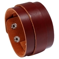 Breites Herren Lederarmband in Dunkelbraunrot mit verstellbaren silbernen Druckknöpfen - Braun