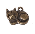 Ciondolo a forma di gatto in bronzo vintage con foro rotondo per gioielli fai da te - Gatto
