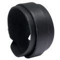 Minimalistisches Wickelarmband aus schwarzem Leder im Industrial-Style mit Naturtextur - Schwarz