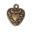 Antique bronze heart pendant with bow relief pattern for DIY jewelry making and crafts - Heart