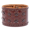 Handgefertigtes Retro-Lederarmband in Braun für Herren mit Kreuzstich und Druckknopfverschluss - Braun
