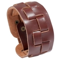 Dunkelbraunes mehrschichtiges Lederarmband für Herren mit Vintage-Webmuster - Braun