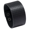 Schwarzes breites Herren-Lederarmband im Retro-Stil mit Kreuzmuster und Metalldruckknöpfen - Schwarz