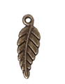 Vintage bronze leaf pendant with vein details and round hanging ring for DIY jewelry making - Leaf