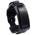 Bracciale largo da uomo in pelle nera con fibbia in metallo argentato stile punk - Nero